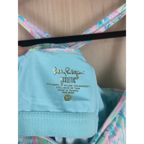 Lilly Pulitzer Luxletic Palm Print Tank Top M Built-In Bra Athletic - Picture 7 of 10
